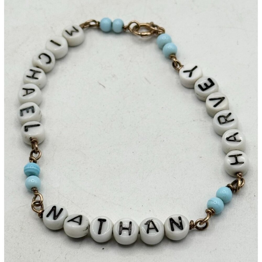 Vintage gold filled beaded name bracelet